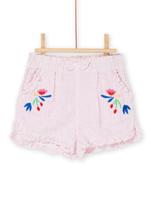  White and pink striped print shorts