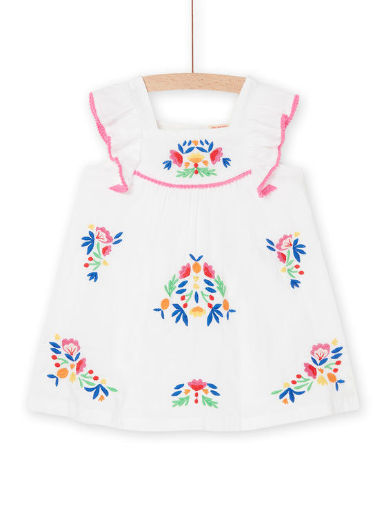 White dress with floral embroidery