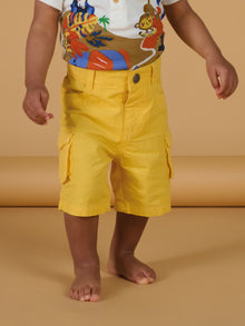  Checked saffron yellow Bermuda shorts