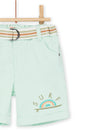 Water green Bermuda shorts with embroidered pattern