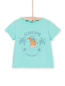  Turquoise t-shirt with surfer camel pattern