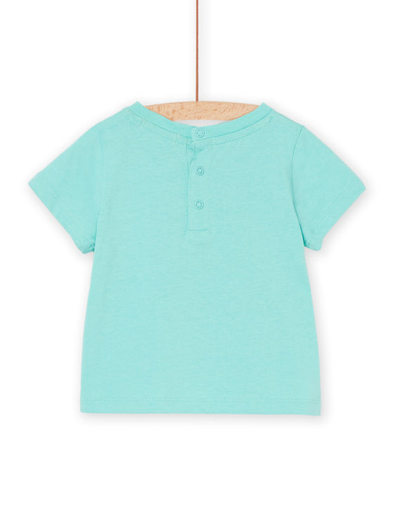 Turquoise t-shirt with surfer camel pattern