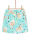 Turquoise Bermuda shorts with palm print