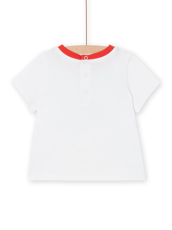 White and red t-shirt with fish motifs