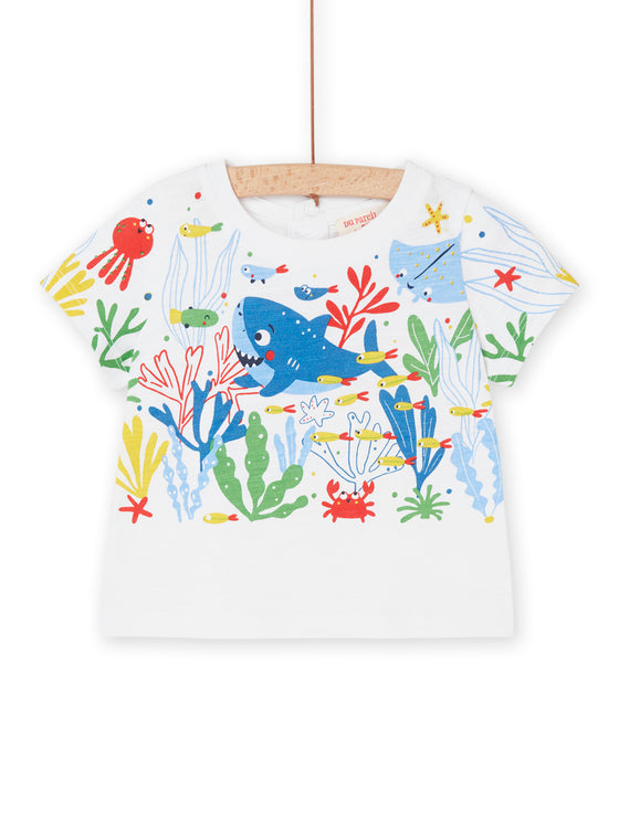 White t-shirt with animal motifs