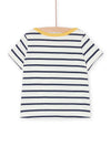 Navy and white striped print t-shirt