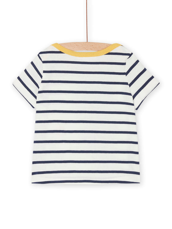 Navy and white striped print t-shirt