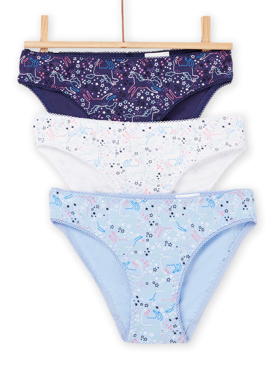 Pack of 3 unicorn and star print briefs