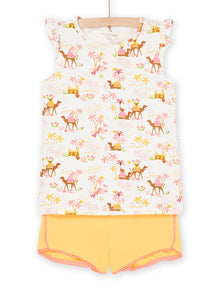  Cat pattern and flower print pajamas