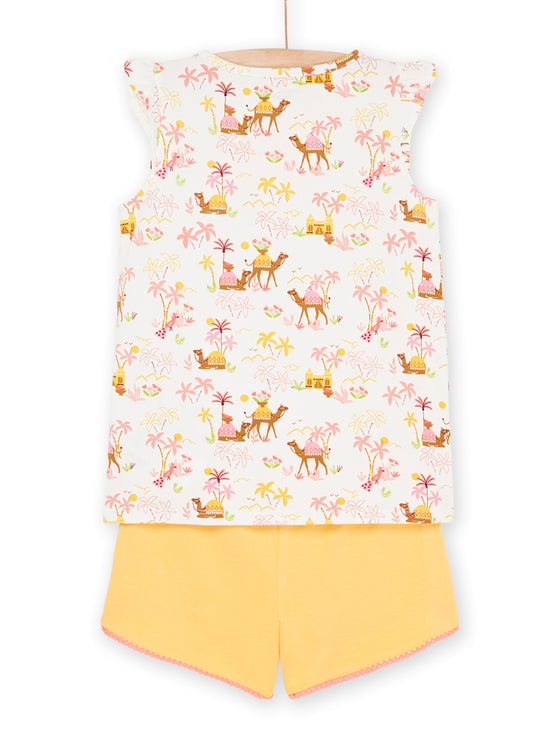Cat pattern and flower print pajamas