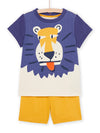 Light grey. yellow and blue lion head pajamas