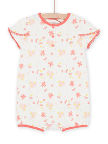  Ecru onesie with flower print