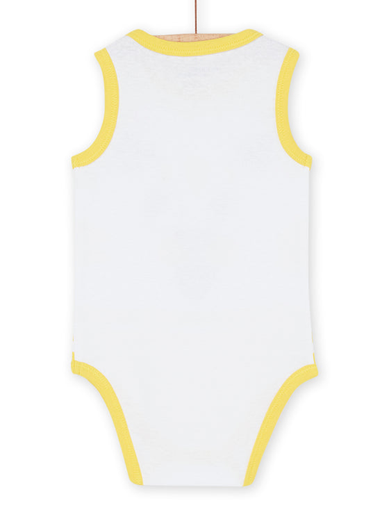 White and yellow sleeveless bodysuit