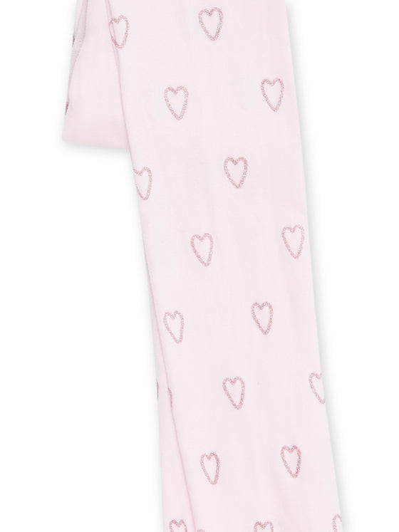 Light pink tights with a heart print