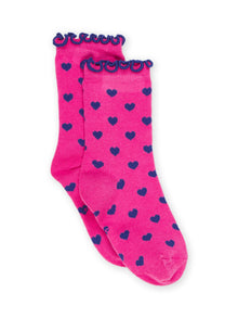  Pink heart print socks