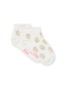  Ecru socks with gold print