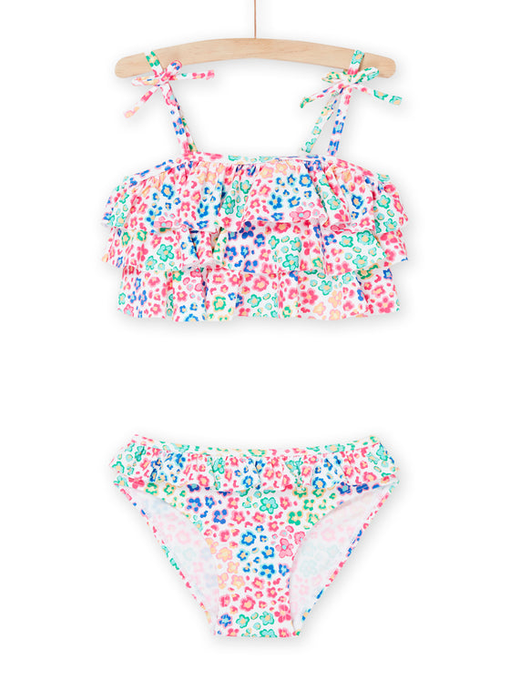 Multicolored floral print bikini top and panty set