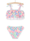 Multicolored floral print bikini top and panty set