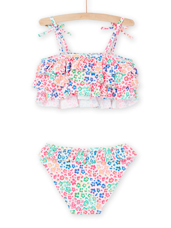 Multicolored floral print bikini top and panty set