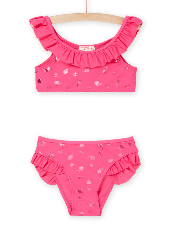 Bright pink 2 piece swimsuit set