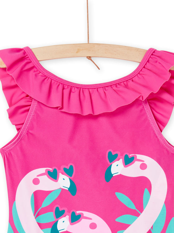 one-piece swimsuit with pink flamingo print