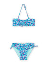 Turquoise floral print bikini top and briefs