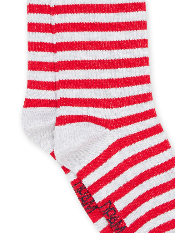 Red striped print socks