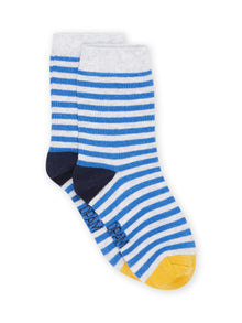 Blue striped print socks