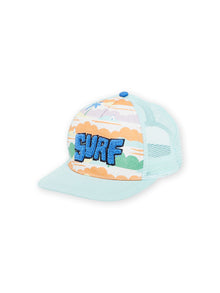  Sea green cap with setting sun pattern