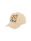 Dark beige cap with embroidered tiger head motif