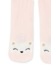 Pale pink layette socks with a cat motif