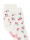 Ecru baby socks with cherry print