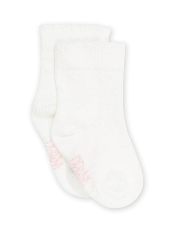 Ecru socks with heart pattern