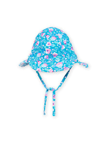  Blue hat with floral print