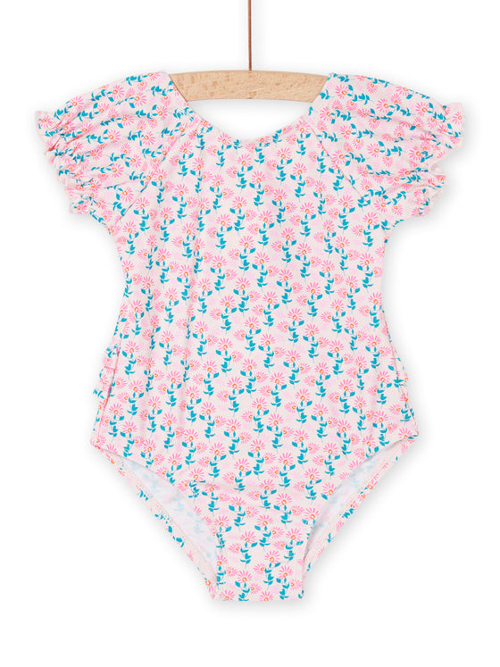 1-piece sugar pink swimsuit with flower print