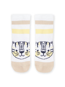  White socks with tiger pattern and stripes