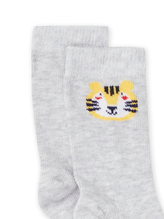 Gray socks with tiger pattern