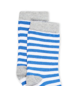  Blue socks with a striped print