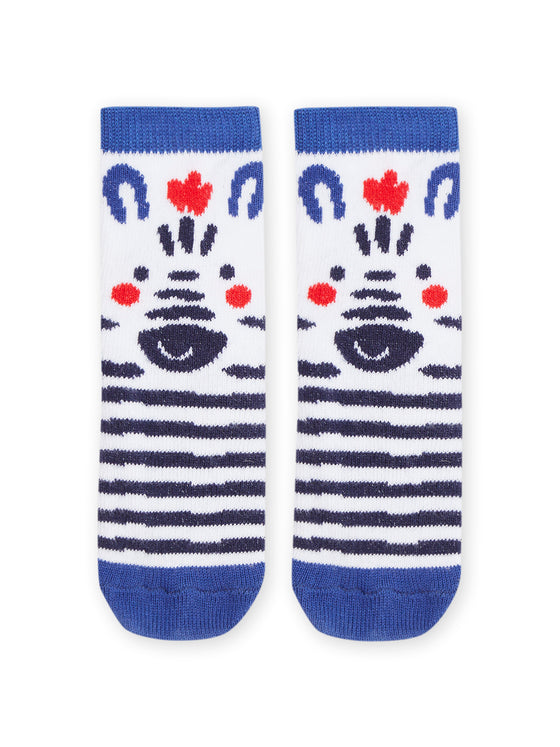 White socks with zebra pattern