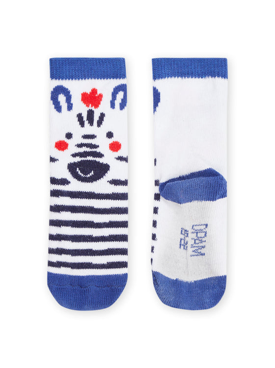 White socks with zebra pattern