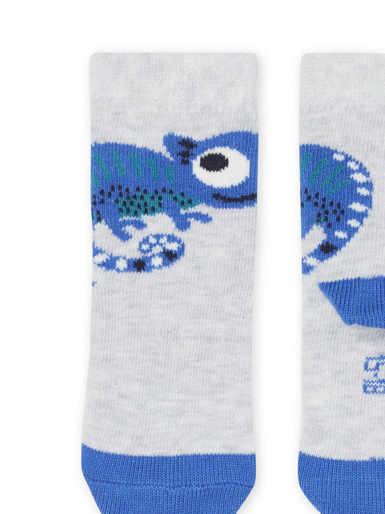 Heather gray socks with chameleon pattern