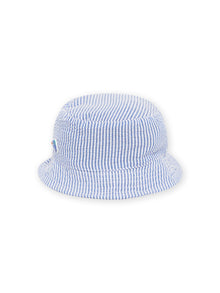  Blue bucket hat with striped print