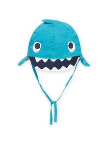  Turquoise cap with shark head pattern