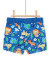 Blue swim shorts with animal print