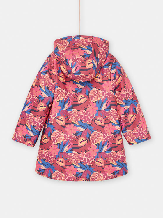 Girl navy blue and pink reversible parka