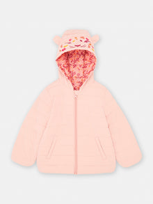  Pink reversible hooded down jacket