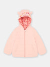 Pink reversible hooded down jacket