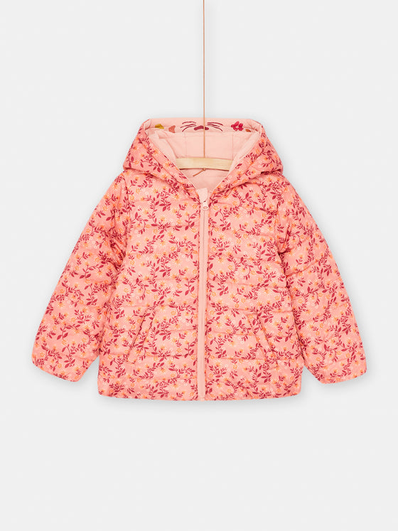 Pink reversible hooded down jacket