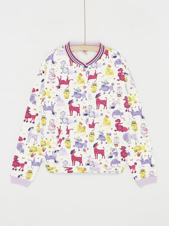 Teddy jacket with dog and cat print
