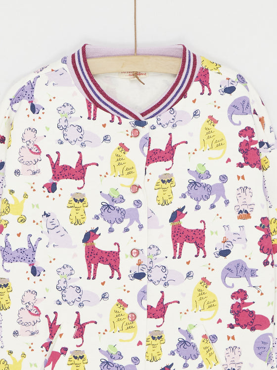 Teddy jacket with dog and cat print